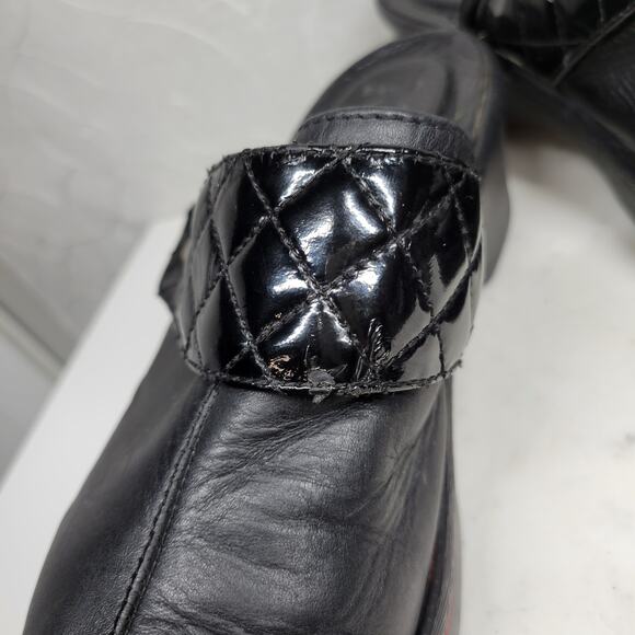 Crocs Cobbler Mules Womens 11 Black Quilted Patent Leather Platform Clogs Work - Picture 8 of 16